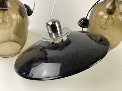 Lot 5194 - A pair of smoked art glass light shades, 31cm,...