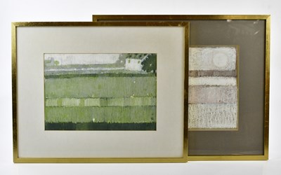 Lot 463 - VERA SARKIS; a pair of mixed media, landscape...