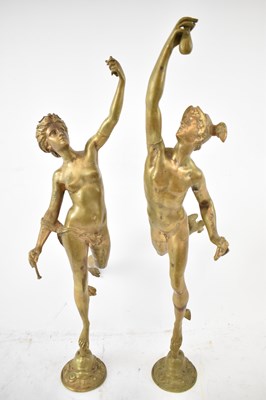 Lot 680 - AFTER GIAMBOLOGNA; a pair of gilt bronze...