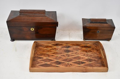 Lot 355 - A 19th century rosewood sarcophagus form tea...