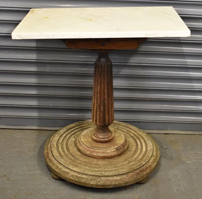 Lot 156 - A garden table with rectangular marble top, 74...