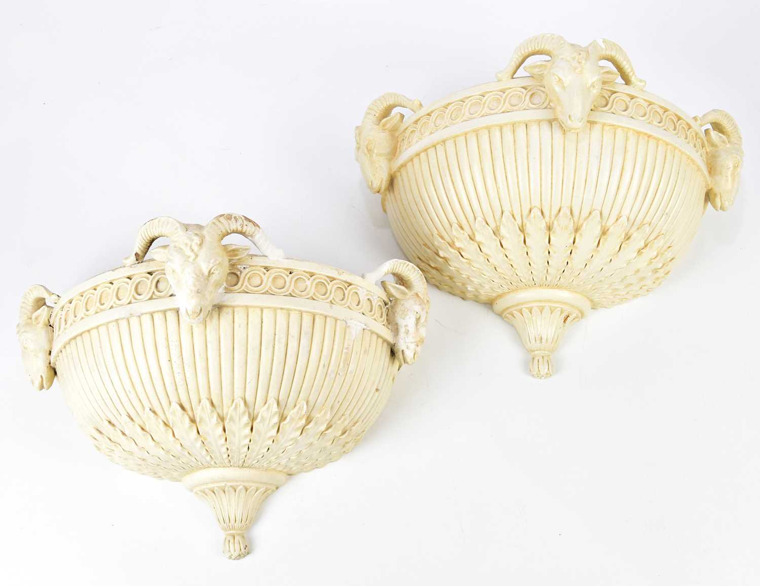 Lot 1606 - A pair of decorative plaster wall light shades...