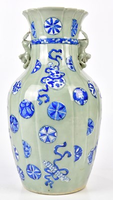 Lot 1092 - A Chinese baluster form vase decorated in blue...