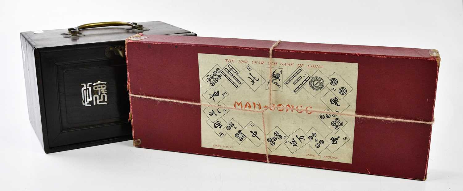 Lot 5035 - A mahjong set with bone and bamboo counters,...
