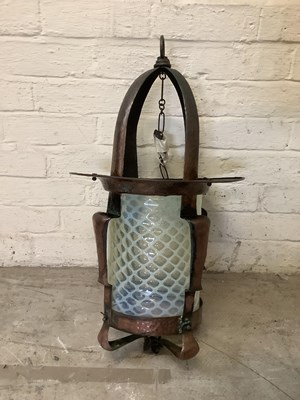 Lot 353 - An Arts and Crafts copper hall lantern with...