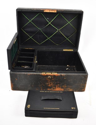 Lot 395 - A large leather clad box, width 46cm, and a W...