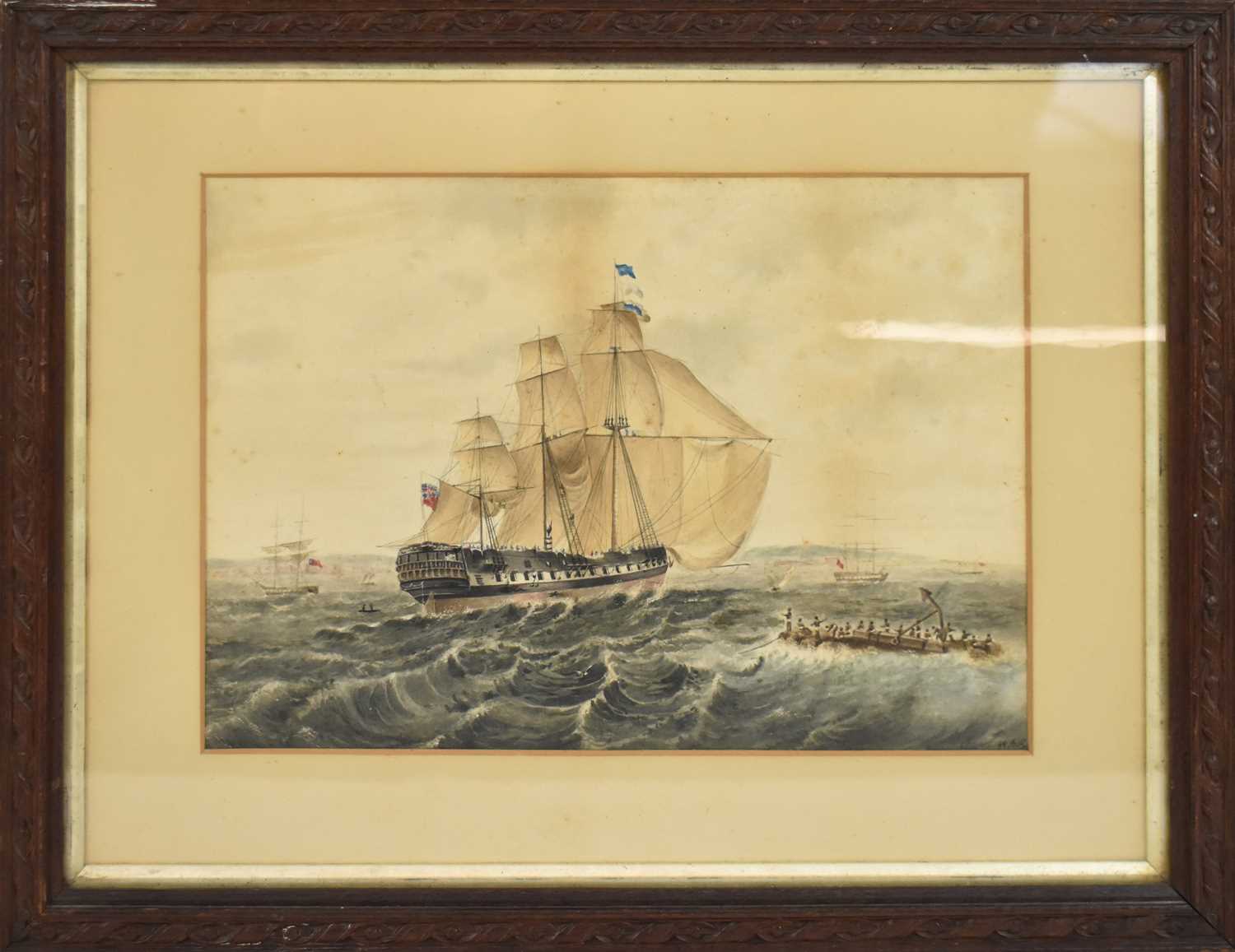 Lot 216 - A H C BRIDGWATER; watercolour, a busy shipping...