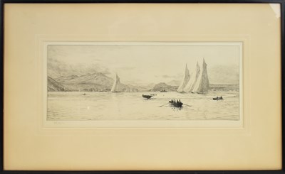 Lot 232 - W L WYLLIE; a 19th century etching, yachting...