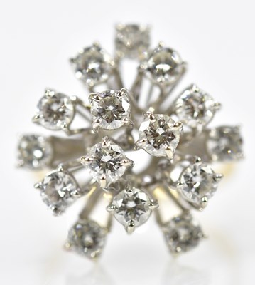 Lot 63 - An 18ct yellow gold diamond set cluster ring...