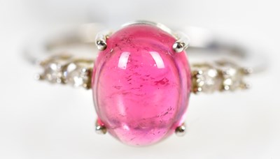 Lot 241 - A 9ct white gold rubellite and four stone...