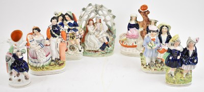 Lot 548 - Seven assorted Staffordshire flatback figures...