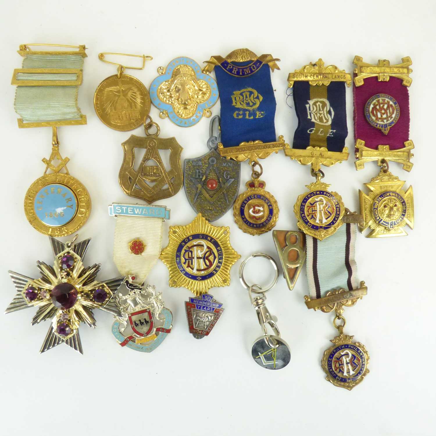 Lot 143 - Fourteen Masonic jewels and badges