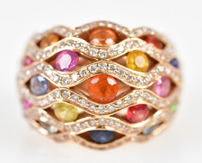 Lot 95 - An 18ct rose gold diamond and coloured...