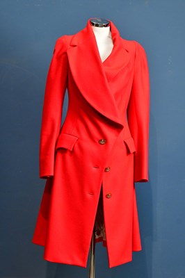 Lot 986 - VIVIENNE WESTWOOD; a red wool cashmere mix...