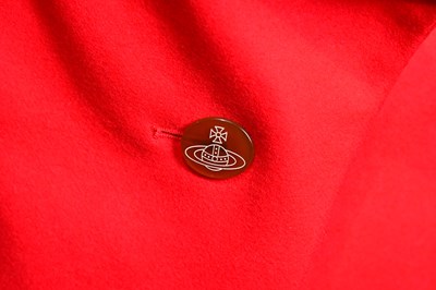 Lot 986 - VIVIENNE WESTWOOD; a red wool cashmere mix...