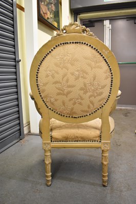 Lot 55 - A French fauteuil with elborate detailed back...