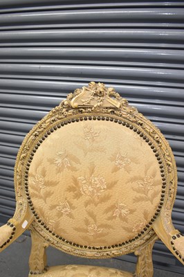 Lot 55 - A French fauteuil with elborate detailed back...