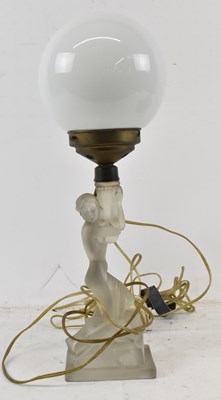 Lot 117 - An Art Deco frosted glass table lamp modelled...