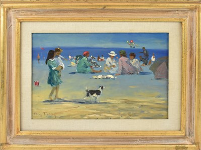 Lot 217 - ROY PETLEY (born 1950); oil on board, 'Beach...