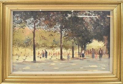 Lot 203 - ROY PETLEY (born 1950); oil on board, figures...