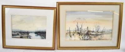 Lot 307 - GEOFF BARTLETT; two watercolours, rural...