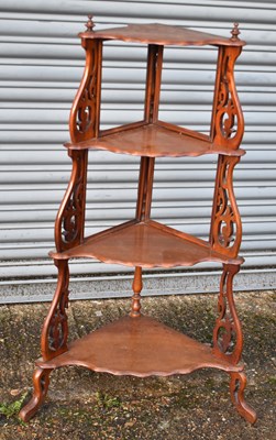 Lot 79 - A reproduction mahogany corner whatnot (af),...