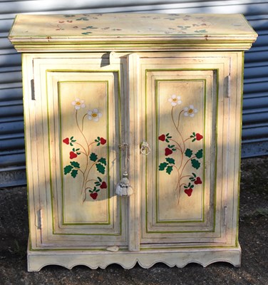 Lot 104 - A modern white painted two door cabinet with...