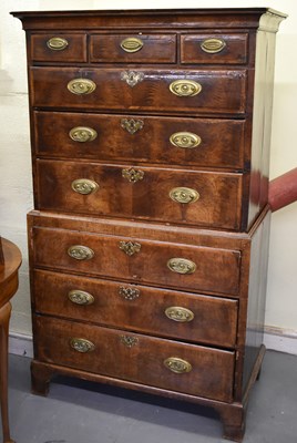 Lot 8 - A late 18th century walnut chest on chest,...
