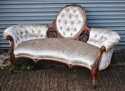 Lot 9 - A 19th century rosewood carved settee, width...