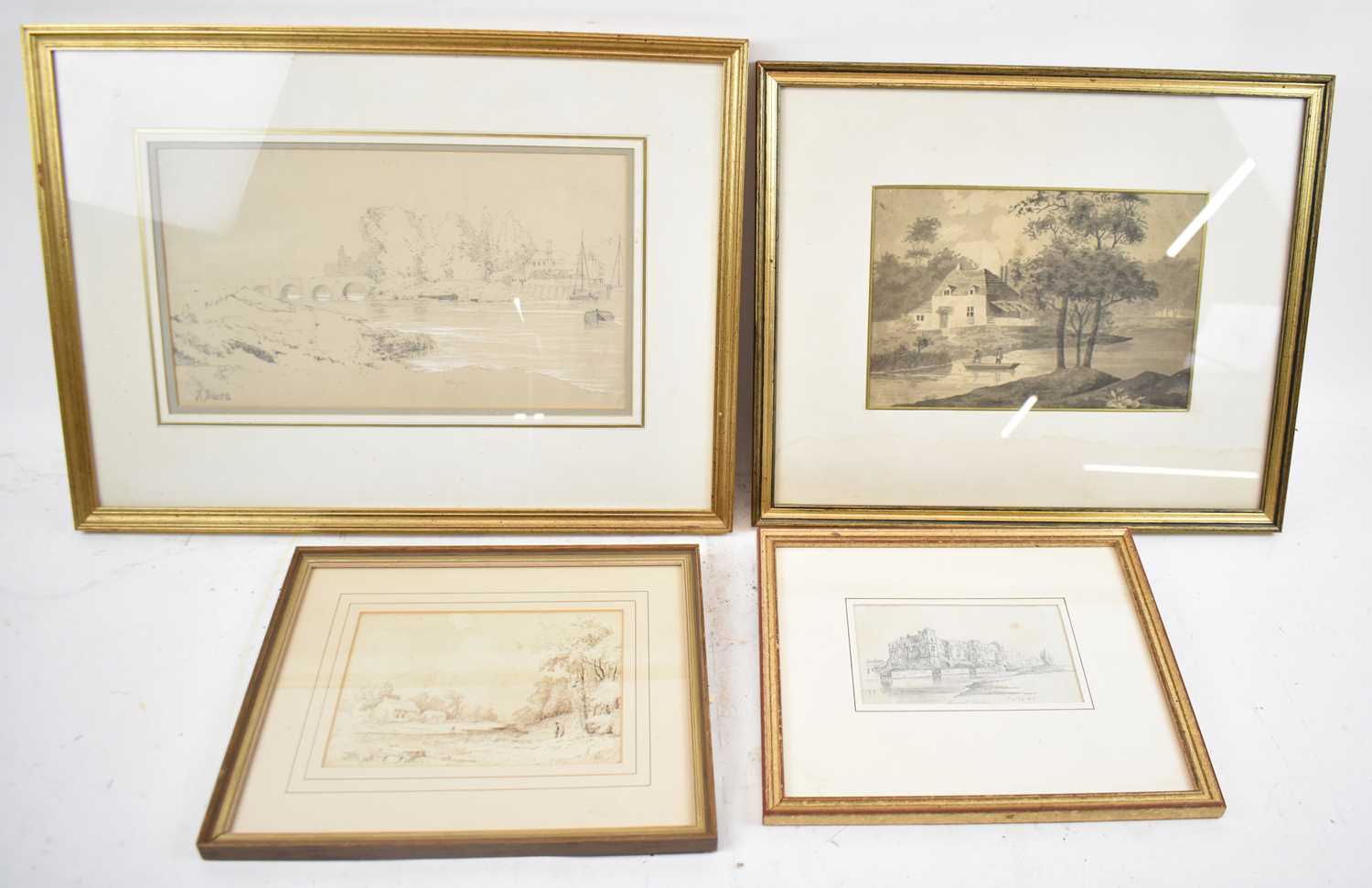 Lot 280 - JAMES PRINSEP; a pencil drawing of Newark