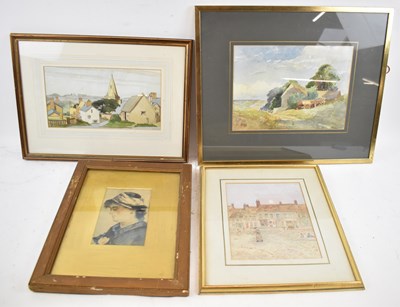 Lot 281 - M DRAPER; watercolour, rural village, signed,...