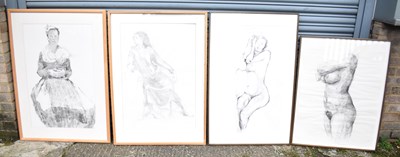 Lot 282 - UNATTRIBUTED; four large pencil life drawings,...