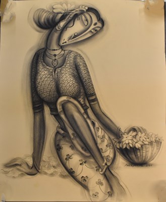 Lot 176 - RAMESH PACHPANDE (Indian, born 1954); charcoal...