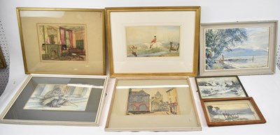 Lot 252 - A group of seven decorative watercolours, to...