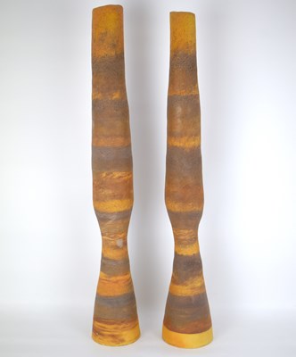 Lot 663 - A pair of modern African style cylindrical...