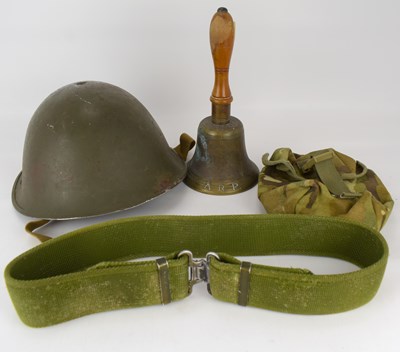 Lot 687 - An A.R.P. bronze hand bell with wooden handle,...