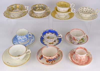 Lot 523 - Ten 19th century porcelain and pottery teacups...