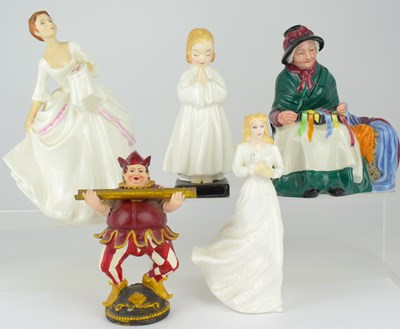 Lot 619 - ROYAL DOULTON; four china figures, comprising...