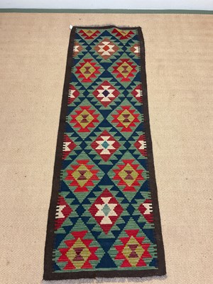 Lot 549 - A Maimana Kilim runner, length 194cm, width 64cm.