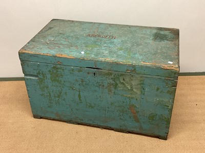 Lot 665 - A wooden chest painted blue and marked...