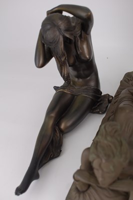 Lot 129 - Four modern bronzed resin figures, mostly semi-...