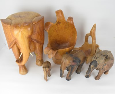 Lot 130 - Six African carved wood items, to include an...