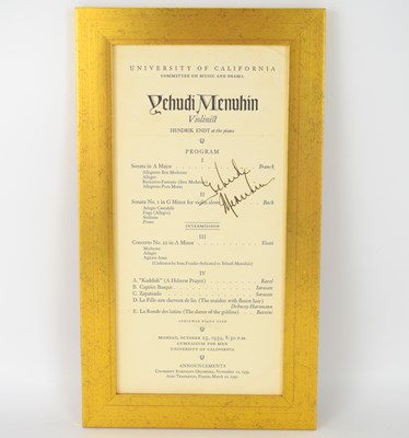 Lot 820 - YEHUDI MENUHIN; a signed Order of Service of a...