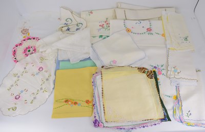 Lot 656 - Various embroidered textiles to include...