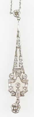 Lot 323 - A Belle Epoque platinum diamond set necklace,...