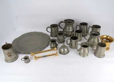 Lot 644 - A quantity of pewter mugs of various sizes,...