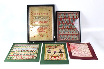 Lot 658 - Two alphabet samplers, both framed and glazed,...