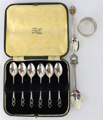 Lot 883 - A cased set of six hallmarked silver coffee...