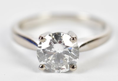 Lot 46 - An 18ct white gold single stone diamond...
