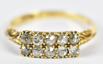 Lot 133 - An 18ct yellow gold diamond ten stone ring,...